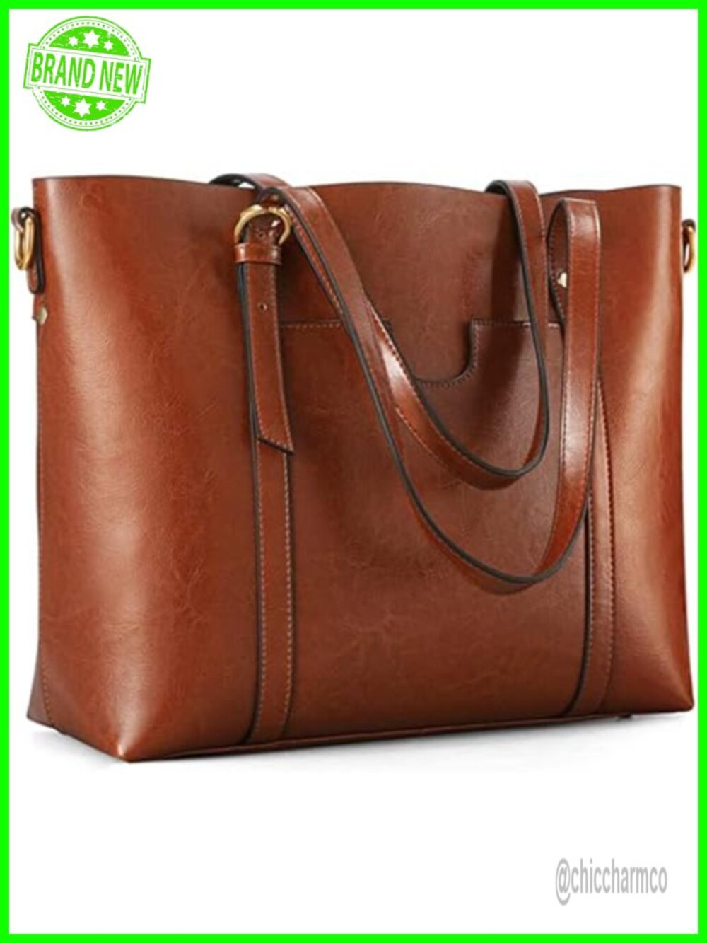 Genuine Leather Tote Bag for Women Waxed Cowhide Shoulder Bag